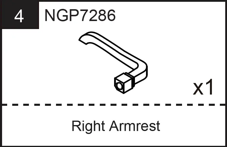 NGP7286 Right Armrest Replacement for Recreational or Game Tables