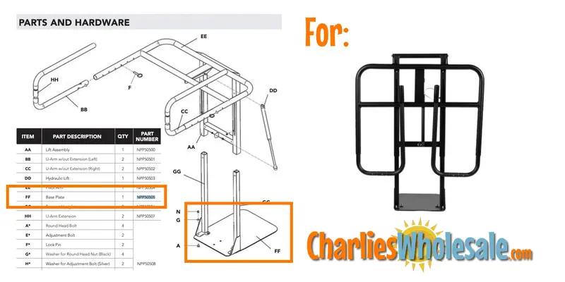 NPP50505 Base Plate Assembly for Shuffleboard Tables