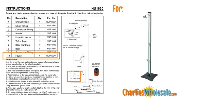 NUP10241 Foot-Activated Faucet Replacement Unit