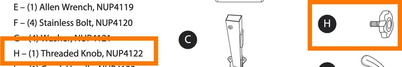 NUP4122 Threaded Knob Replacement Component