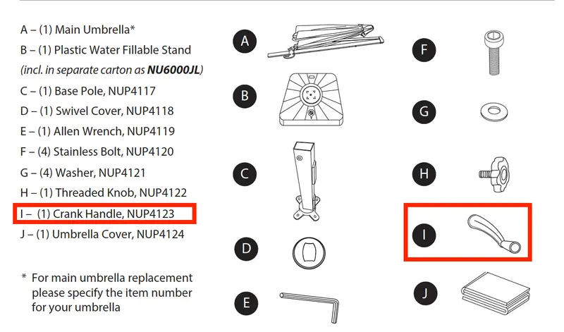 NUP4123 Crank Handle Replacement Part