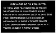 Oil Discharge Compliance Plaque