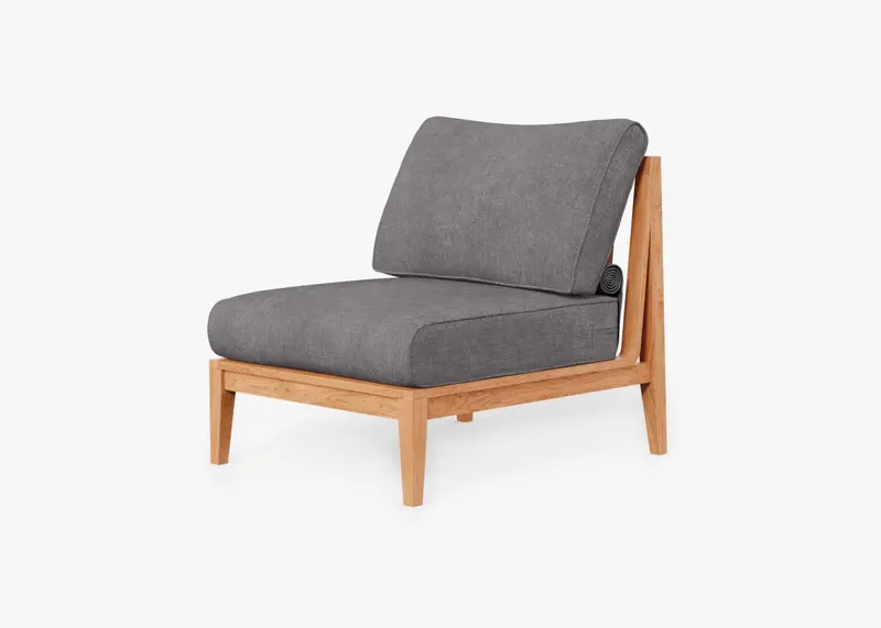 Outer Teak Club-Style Armless Outdoor Chair
