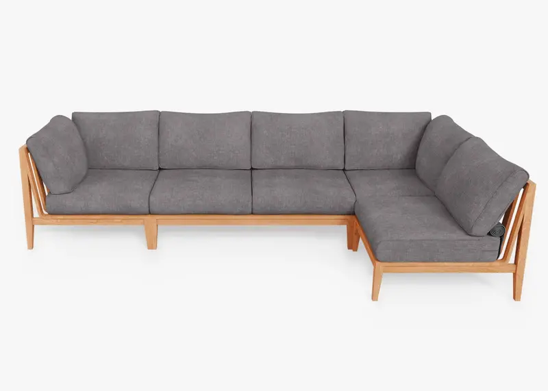 Outer Teak L-Shape Sectional – 5-Piece Outdoor Set