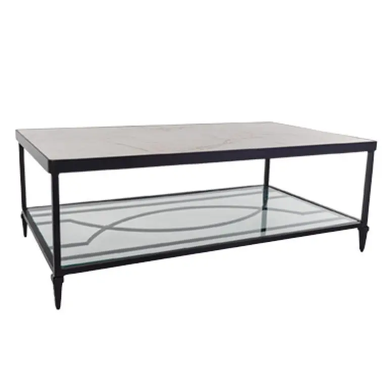 OW Lee Kensington Outdoor Occasional Table – 28″ x 50″ with Lower Shelf