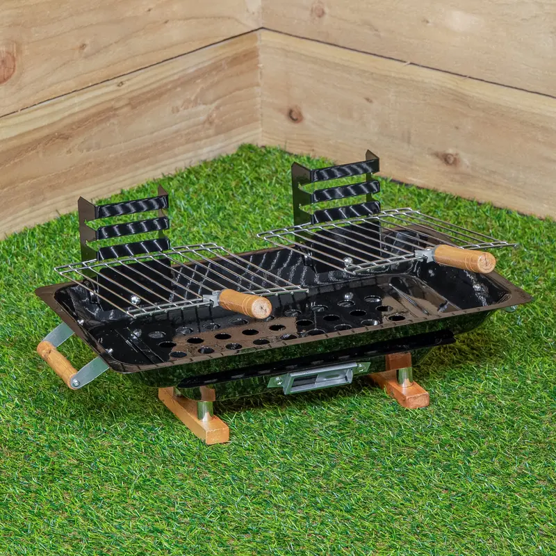 Portable Black Steel Hibachi BBQ Grill – Compact Outdoor & Camping Use