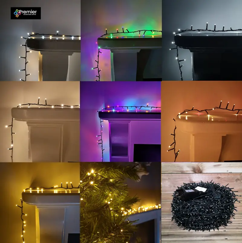 Premier TreeBrights Multi-Function Christmas String Lights – Indoor/Outdoor Mains-Powered with Timer (Various Lengths)