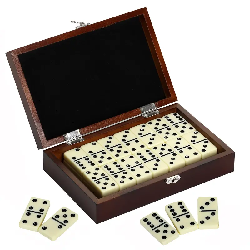 Premium Hardwood Domino Set with Elegant Wooden Carry Case