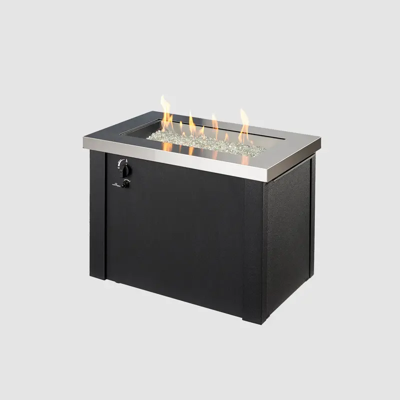 Providence Rectangular Gas Fire Pit Table – Elegant 42″ Outdoor Heating Center by The Outdoor Great Room