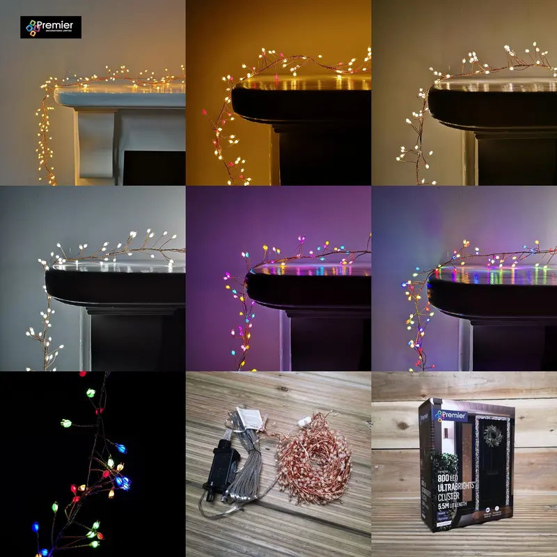 Rose Gold Pin-Wire Cluster Christmas Lights – Adjustable Size & Color Options