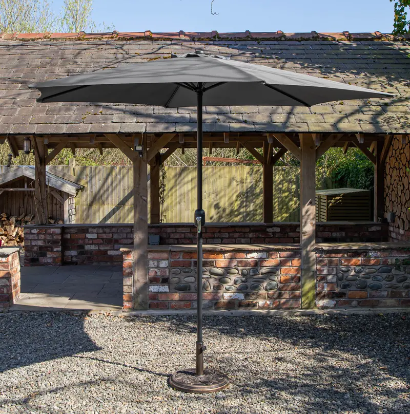 Samuel Alexander 2.7m Havana Crank-Operated Patio Parasol – Charcoal Grey Canopy