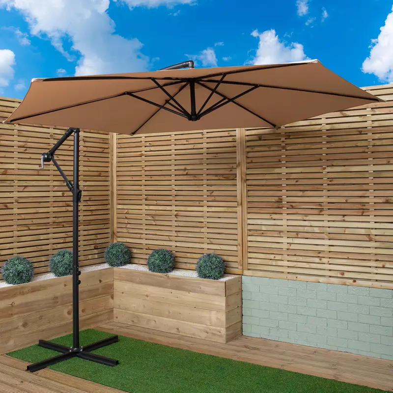 Samuel Alexander Beige 3m Crank-Operated Cantilever Parasol for Patios