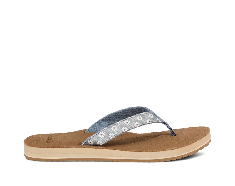 Sanuk Women’s Happy Placer Daisy Flip-Flops – Comfortable Casual Sandals
