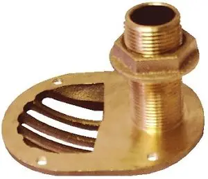 Scoop-Type Thru-Hull Fitting with Built-In Strainer