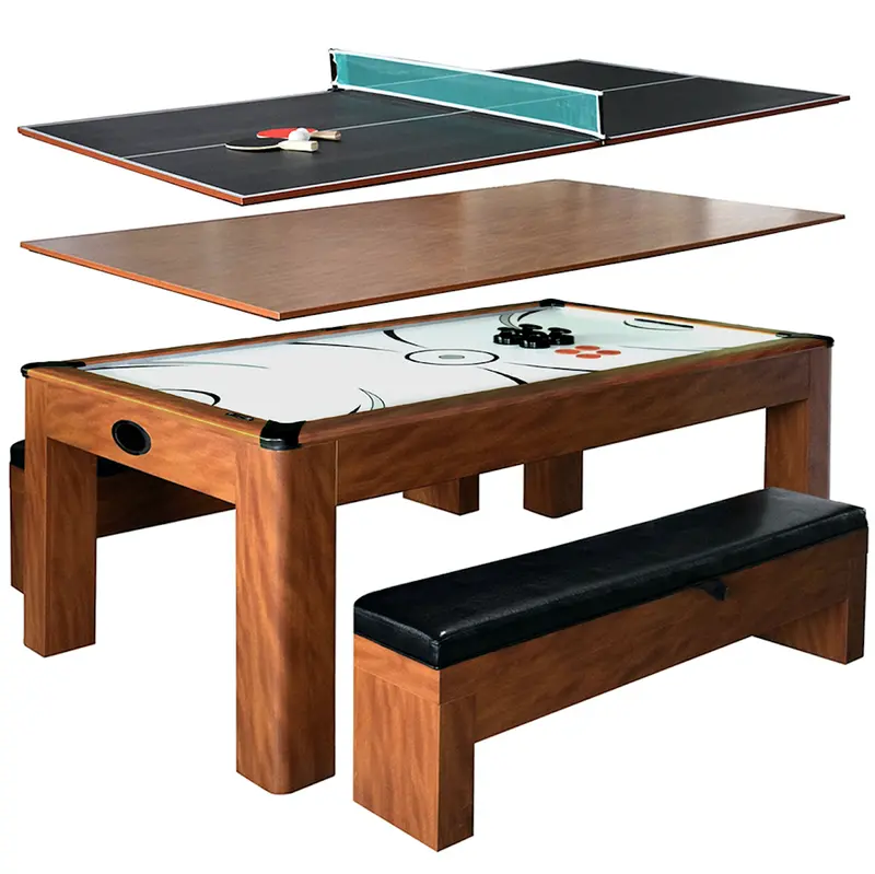 Sherwood 7-Foot All-in-One Air Hockey, Table Tennis & Dining Combo Set