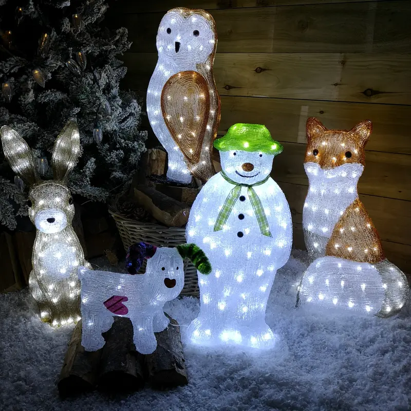 Snowman and Friends Acrylic Outdoor LED Light Figures – Weather-Resistant Display