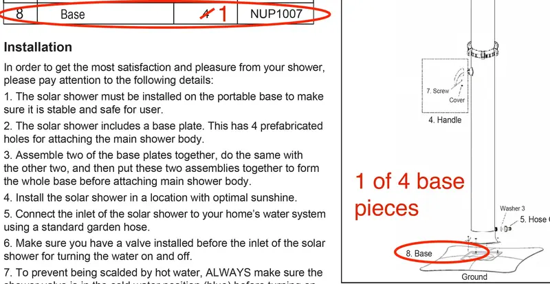 Solar Shower Base Replacement (1 of 4) – NUP1007