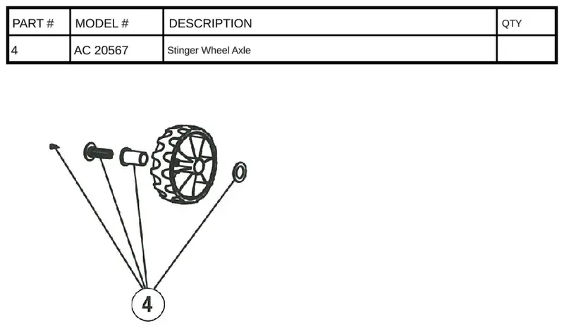 Stinger Wheel Axle Replacement Component (AC 20567)