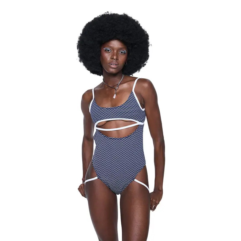 Strata One-Piece Swimsuit – Navy Wave
