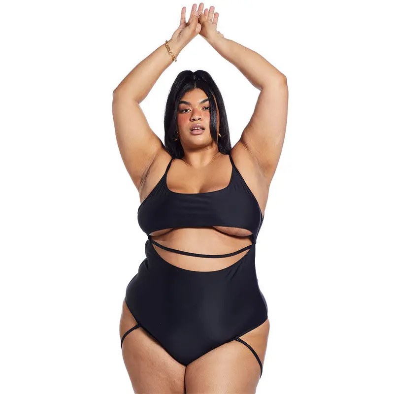 Strata Swimsuit in Sleek Black Ribbed Knit
