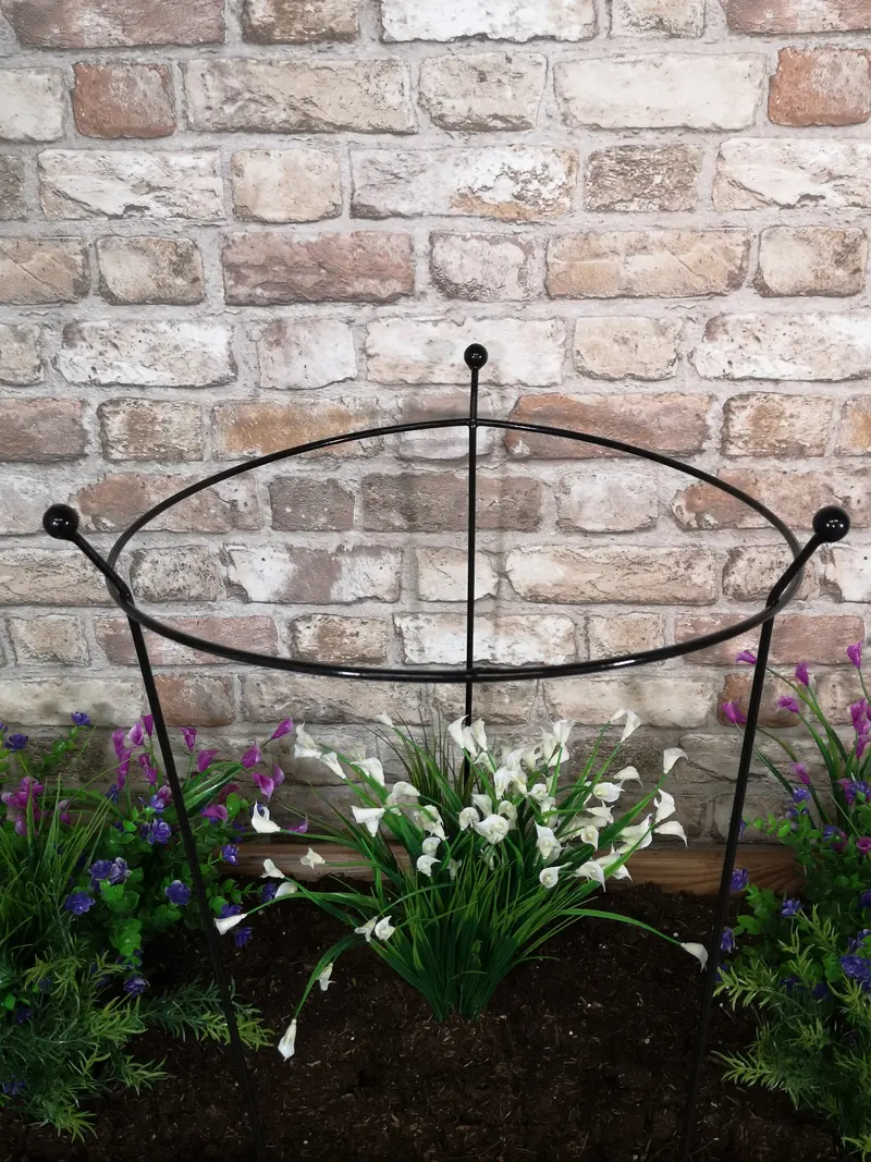 Tom Chambers Cottage Heavy-Duty Plant Support Ring – 80cm x 45cm Black Steel Herbaceous Ring