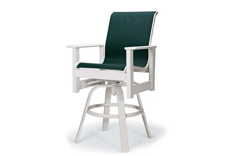 Tropitone Leeward MGP Sling Bar-Height Swivel Armchair with Marine-Grade Polymer Arms