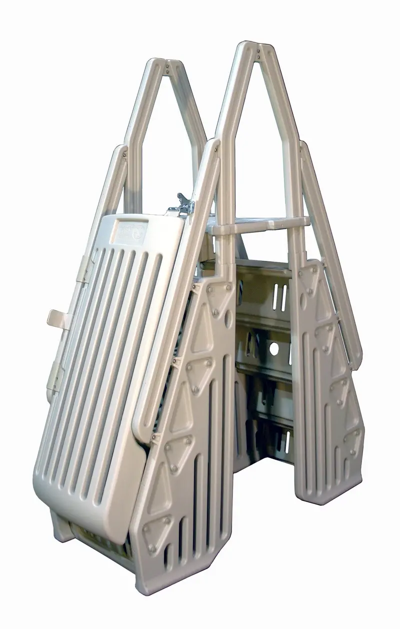 Vinyl Works 24-Inch Gated Entry Ladder for Above-Ground Pools – Taupe Finish