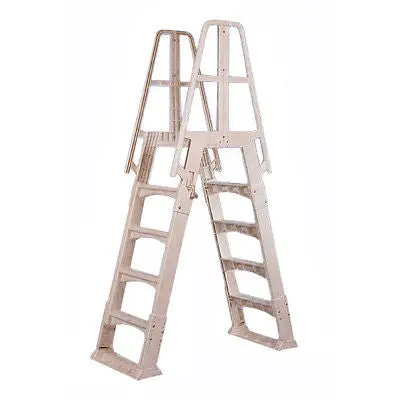 Vinyl Works Taupe A-Frame Resin Slide-Lock Pool Step Ladder