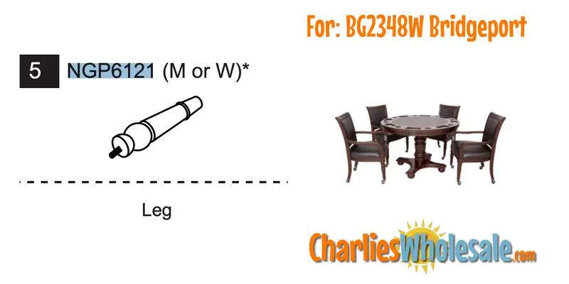 Walnut-Finish Front Chair Leg NGP6121W for Bridgeport Poker Table