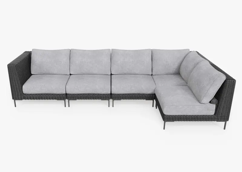 Wicker 5-Piece L-Shaped Outdoor Sectional – Contemporary Outdoor Layout
