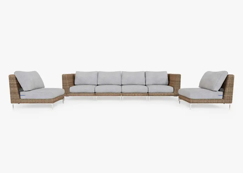 Wicker 6-Piece Outdoor Sofa & Armless Chair Set – Modern Lounge Group