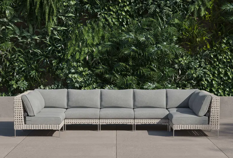 Wicker U-Shaped Outdoor Sectional – 7-Seat Flexible Arrangement