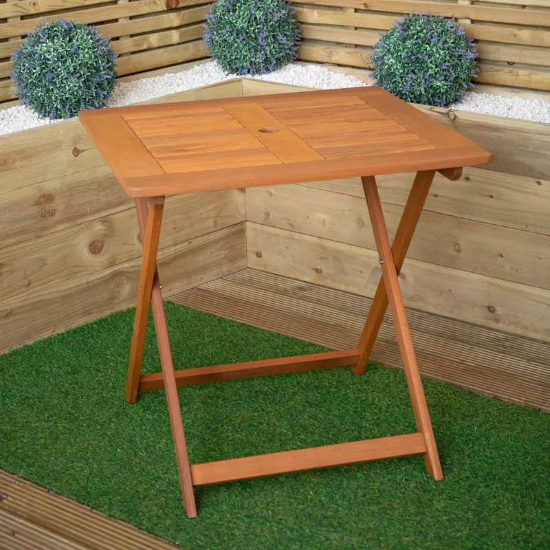 Windermere 4-Seater Folding Garden Table – Square Wooden Outdoor Design