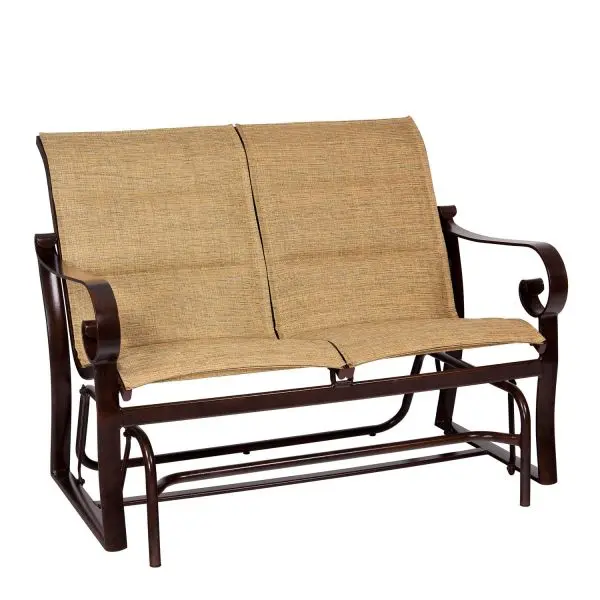 Woodard Belden Padded Sling Glider – Cushioned Rocking Bench