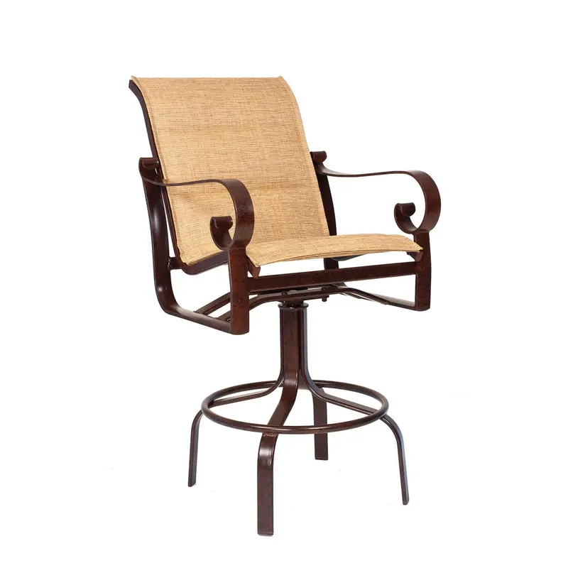 Woodard Belden Padded Sling Swivel Bar Height Stool