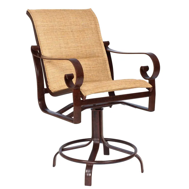 Woodard Belden Padded Sling Swivel Counter Height Stool