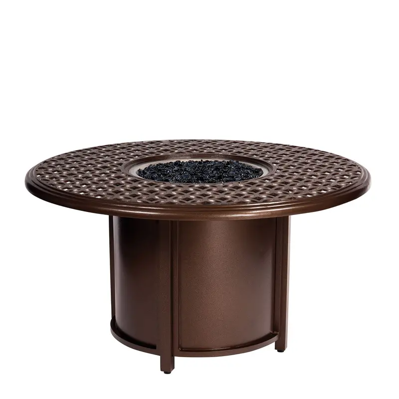 Woodard Casa Round Fire Table – Chat Height with Fire Feature