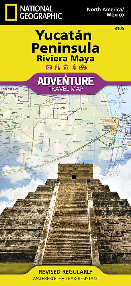 Yucatán Peninsula & Riviera Maya Adventure Map – Waterproof & Tear-Resistant